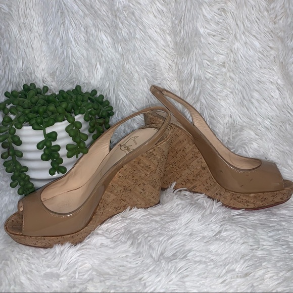 Christian Louboutin Sling Patent Leather Wedges - Picture 5 of 16